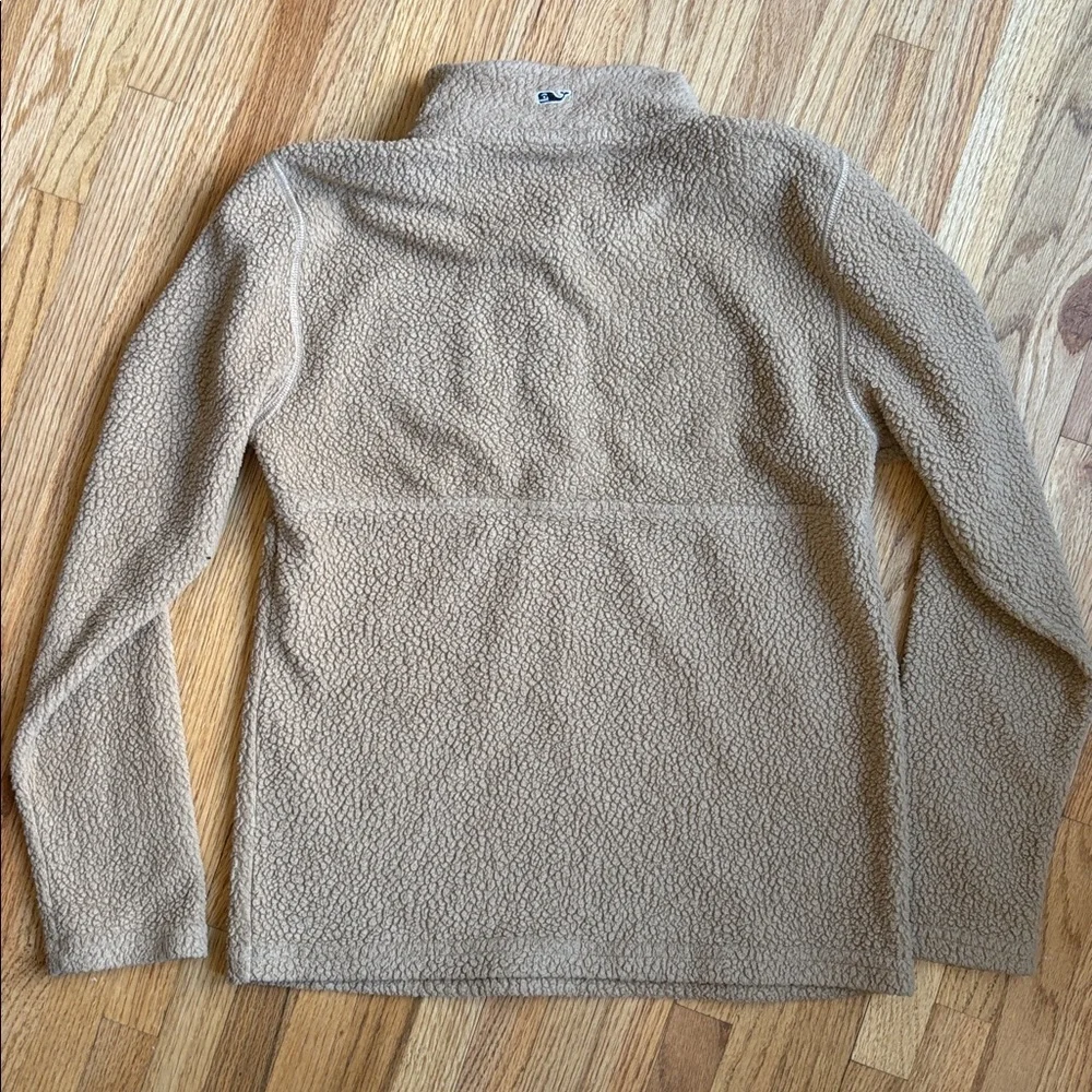 Vineyard Vines 10-12 Boys Beige Quarter-Zip Zip-Up Sweater